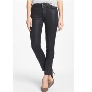 Joe's Black Coated Kinley Zip Ankle Skinny Jeans Size 28 ~ EUC